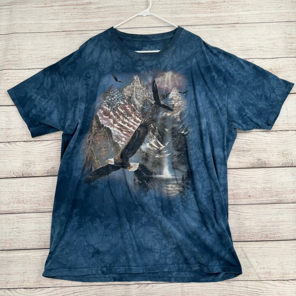The‎ Mountain American Flag Eagle Tie Dye Shirt Mens 3XL Blue